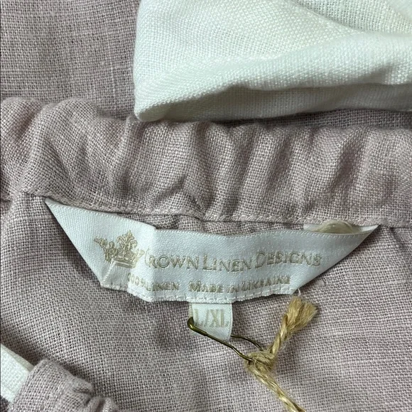 Crown Linen Designs Light Pink 100% Linen Sun Dress With Pockets Sz L/ XL - Picture 8 of 13